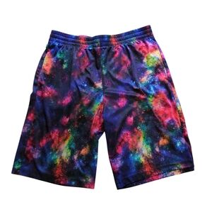 Lands End 14H -16H XL Galaxy Print Shorts, Hybrid Swim Short, Husky, Drawstring